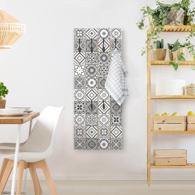 Coat rack patterns Mediterranean Tile Pattern Grayscale