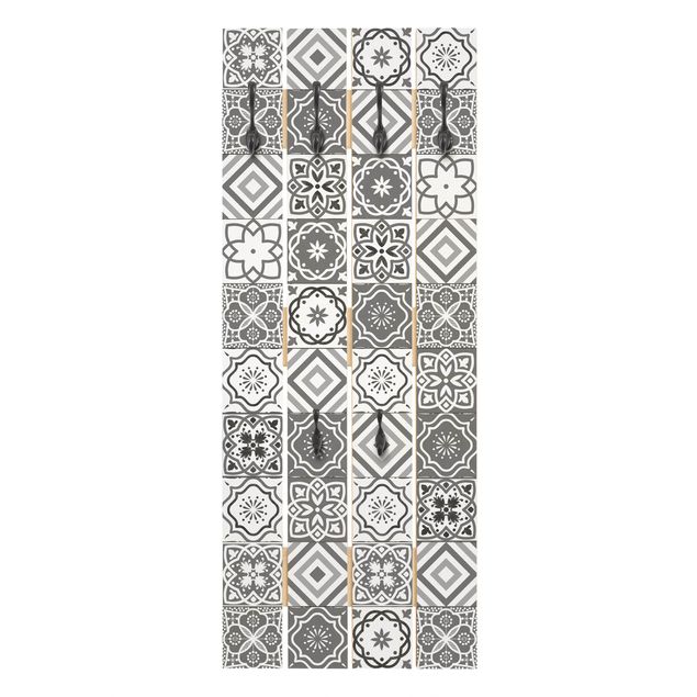 Coat rack grey Mediterranean Tile Pattern Grayscale