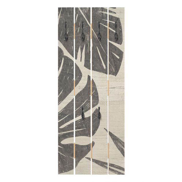 Grey wall mounted coat rack Palm Leaves Light Grey Backdrop