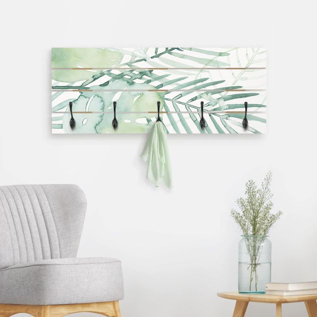 Wall mounted coat rack flower Palm Fronds In Watercolour I