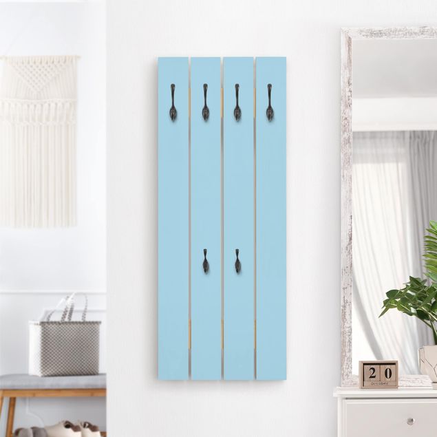 Wooden wall mounted coat rack Pastel Blue