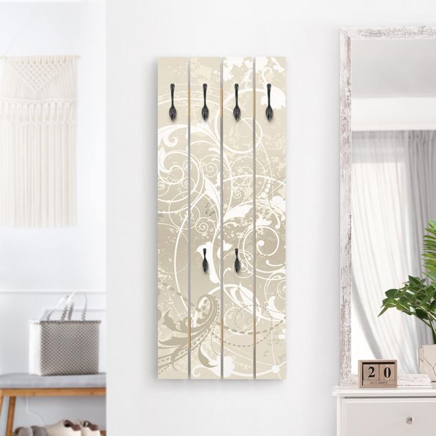 Wooden wall mounted coat rack Mother Of Pearl Ornament Design
