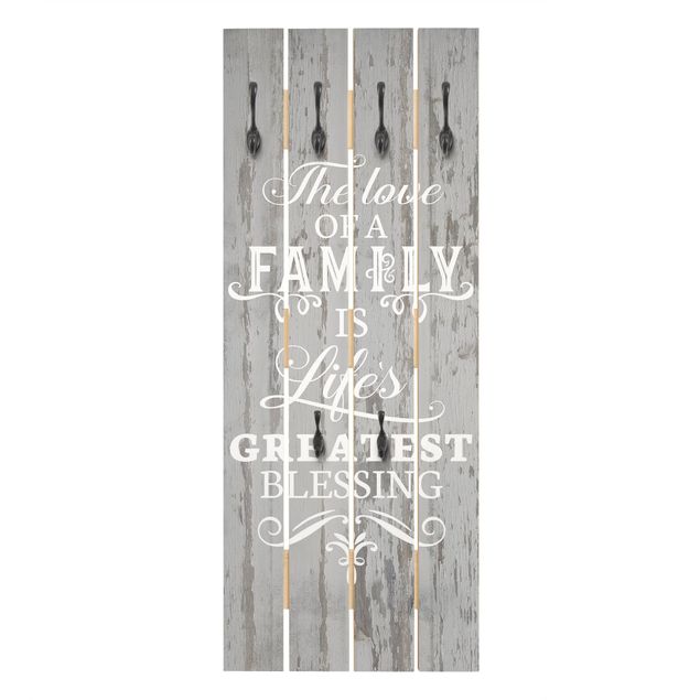 Grey wall coat rack Shabby Wood - Family Is