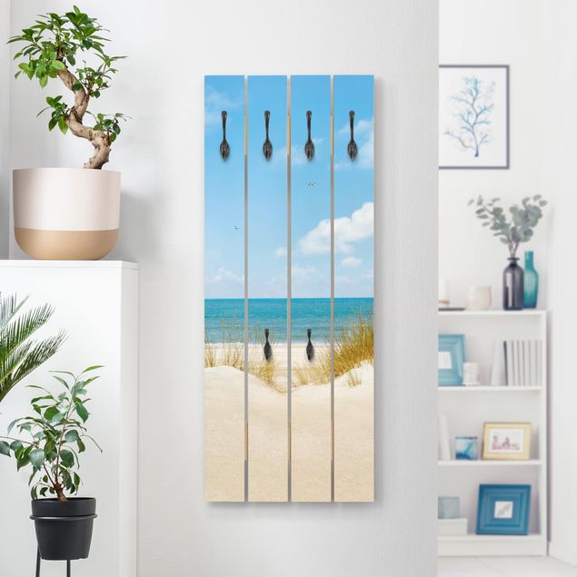Wall mounted coat rack landscape Beach On The North Sea