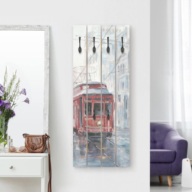 Wall mounted coat rack architecture and skylines Tram Study II