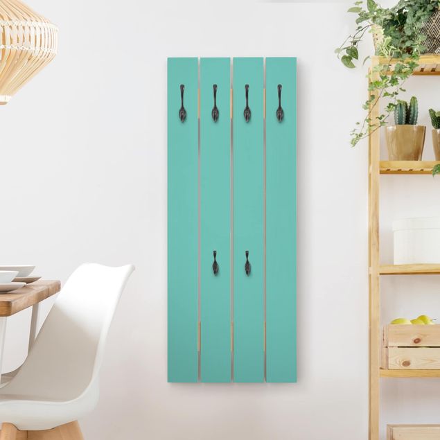 Wooden wall mounted coat rack Turquoise