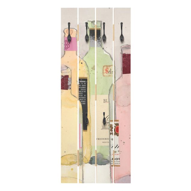 Wall coat rack Wine Bottles In Watercolour I