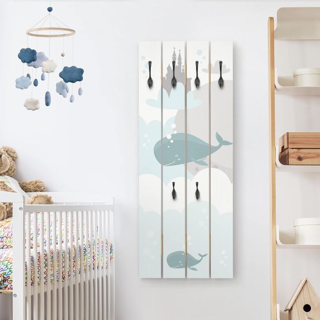 Nursery decoration Clouds With Whale And Castle