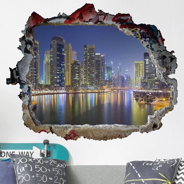 Wall stickers city ​​names Dubai Night Skyline