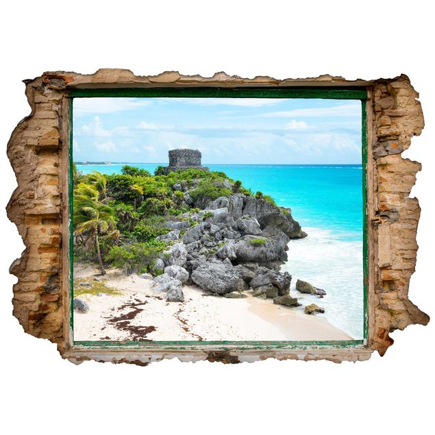3d wall art stickers Caribbean Coast Tulum Ruins