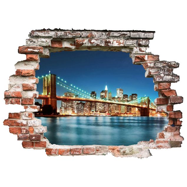 Wall stickers metropolises Nighttime Manhattan Bridge