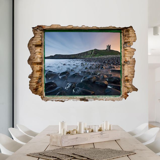 Wall stickers island Sunrise With Fog At Dunstanburgh Castle