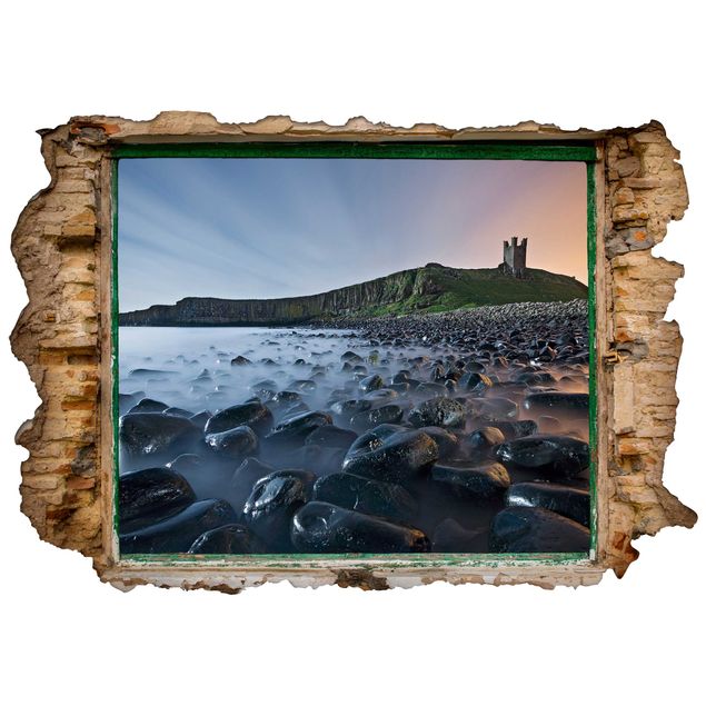 3d wall art stickers Sunrise With Fog At Dunstanburgh Castle