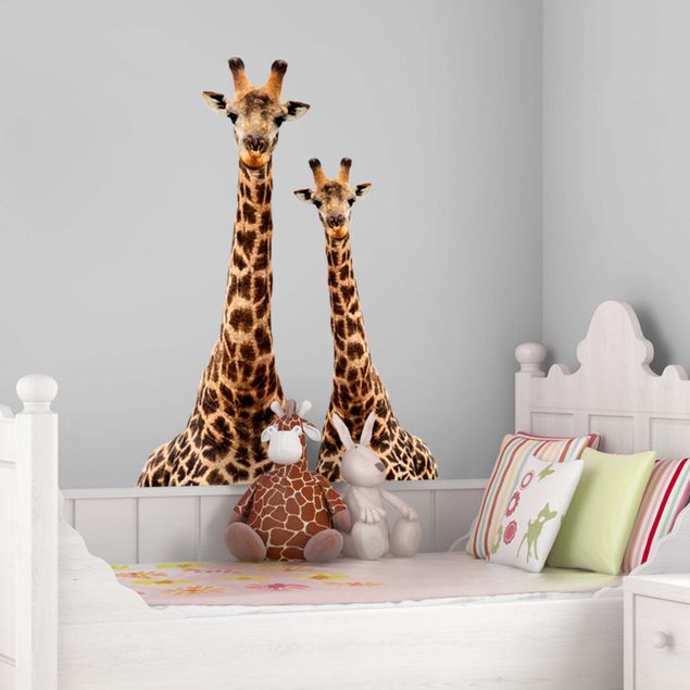 Nursery decoration Portrait of two giraffes