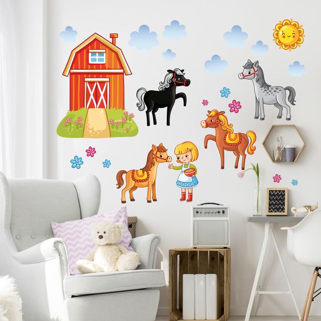 Horse wall art stickers Farm Set with Horses