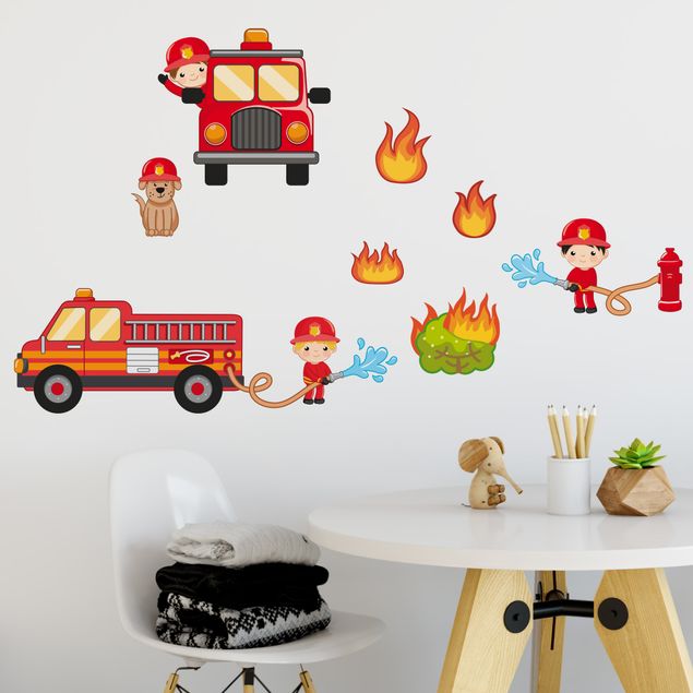Wall stickers firemen Fire Brigade in Action Set