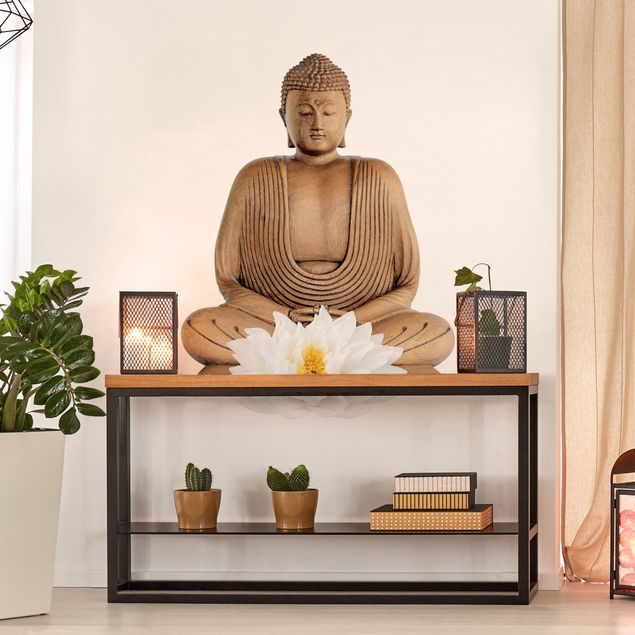 Kitchen Wooden Lotus Buddha