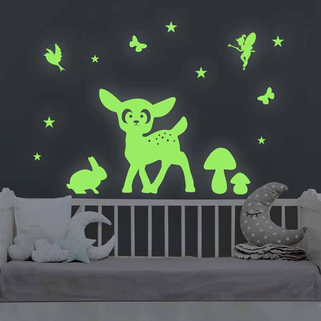 Kids room decor Wall Decal Night Glow Set Animal In the Forest