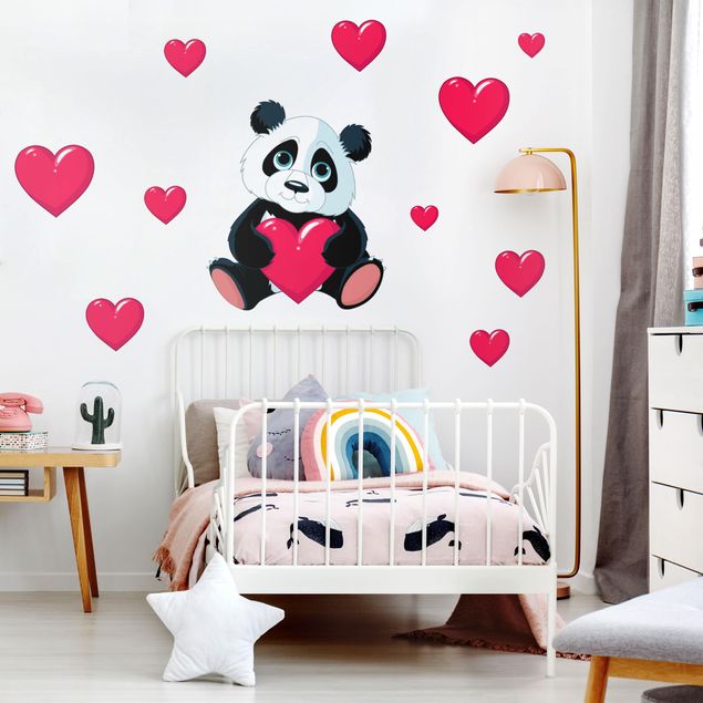 Panda wall stickers Panda With Hearts