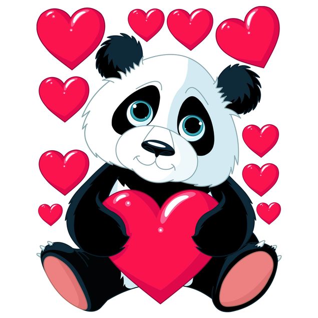 Wall stickers animals Panda With Hearts