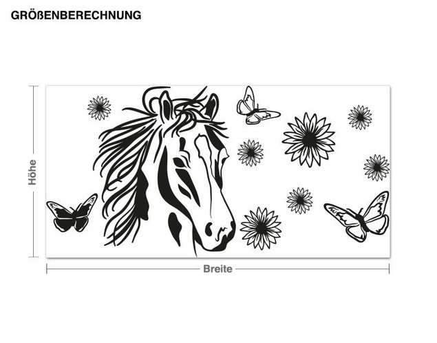 Horse wall art stickers Horse with flowers