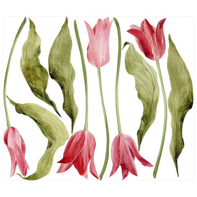 Wall stickers Red Tulips Watercolour