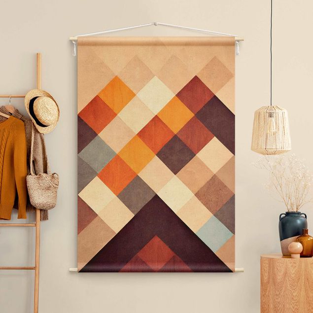 extra large tapestry Warm Geometry Pattern