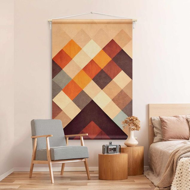 modern tapestry Warm Geometry Pattern