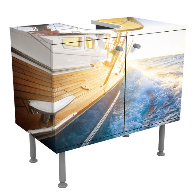 Sink vanity unit Sailboat On Blue Ocean In Sunshine