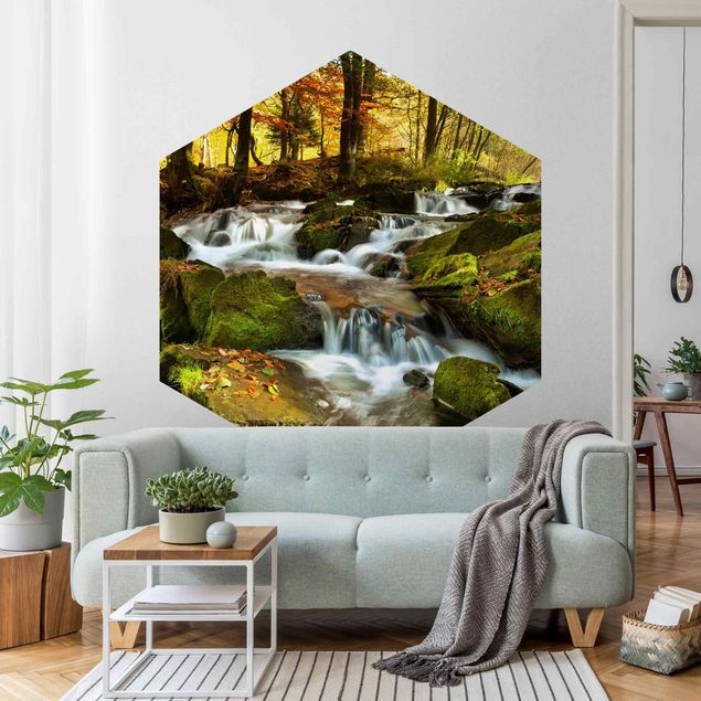 Modern wallpaper designs Waterfall Forest In The Fall