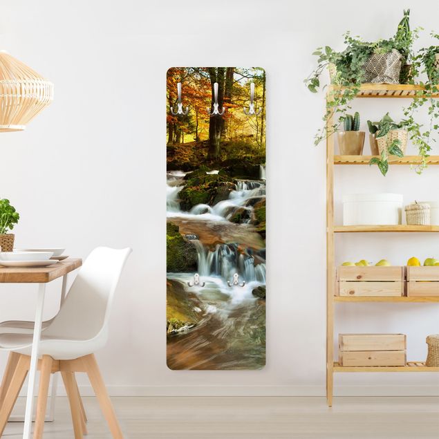 Green coat rack Waterfall Autumnal Forest