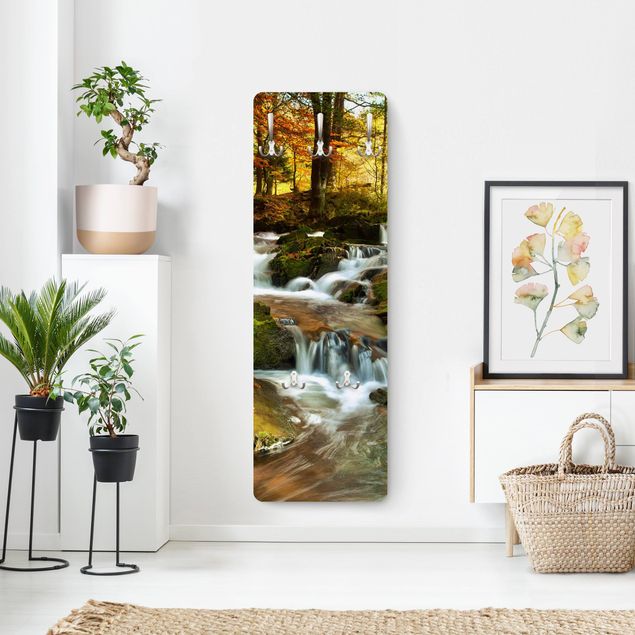 Wall mounted coat rack Waterfall Autumnal Forest