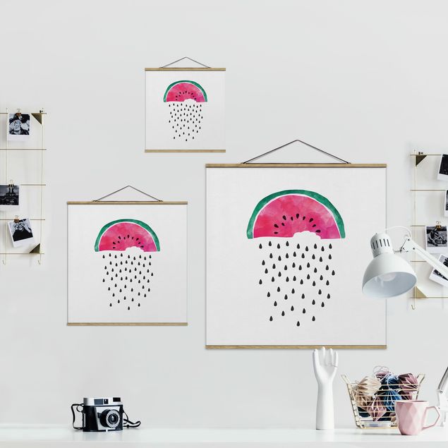 Fabric print with posters hangers Watermelon Rain
