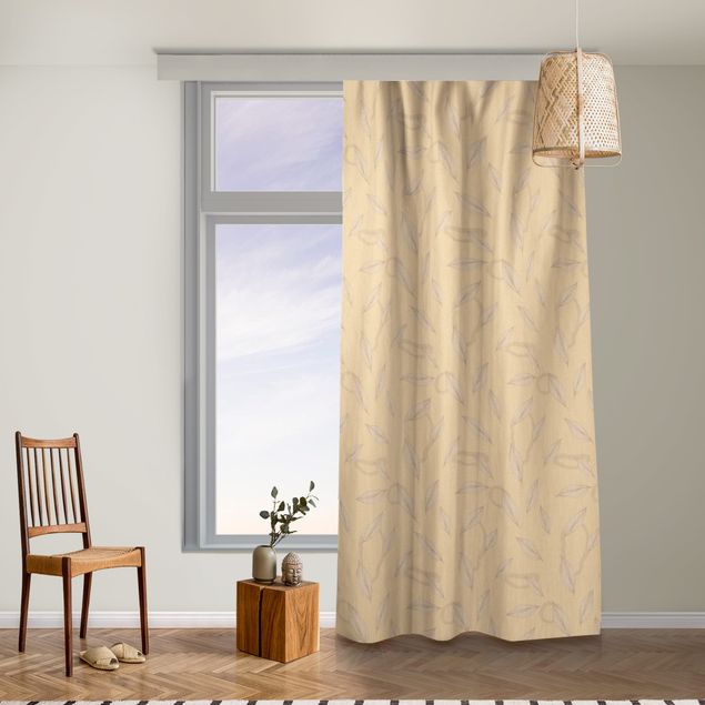 custom curtain Willow Leaves Pattern - Pastel Orange