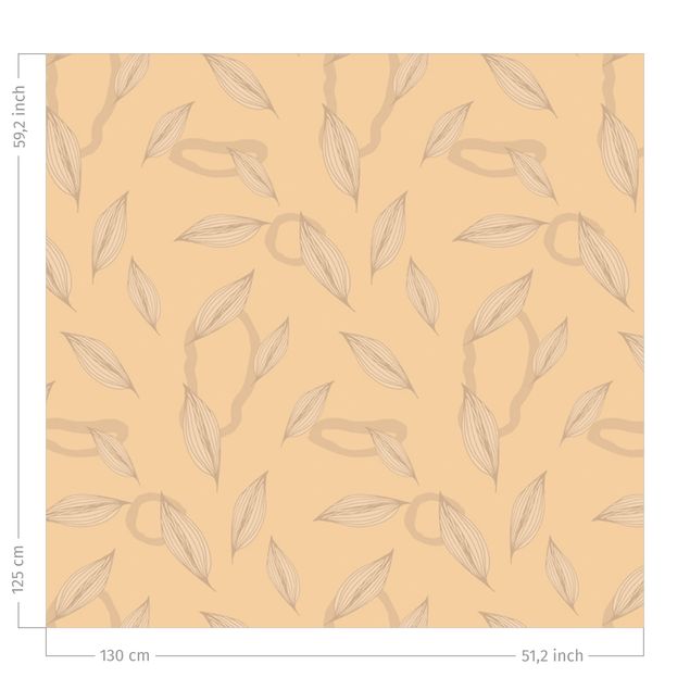 contemporary curtains Willow Leaves Pattern - Pastel Orange