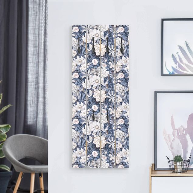 Wall mounted coat rack flower White Flowers In Front Of Blue