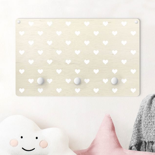 Nursery decoration White Hearts On Natural Backdrop
