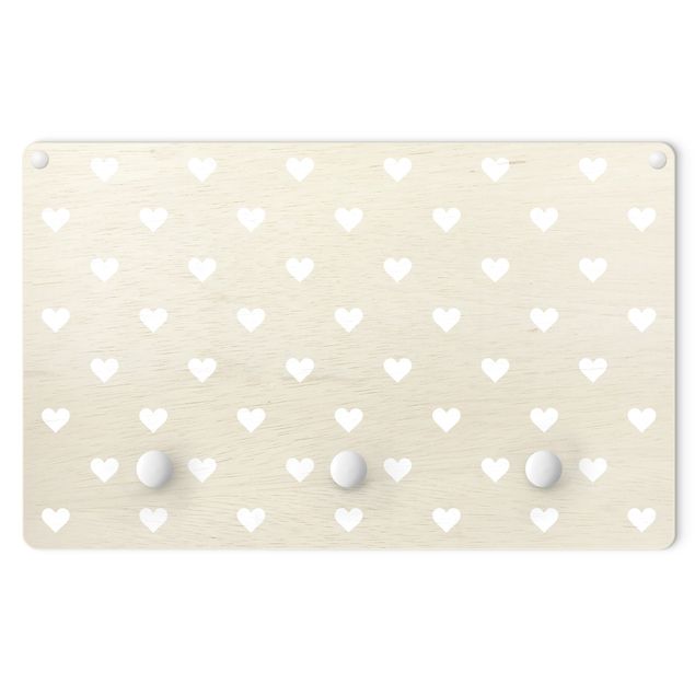 Wall mounted coat rack White Hearts On Natural Backdrop