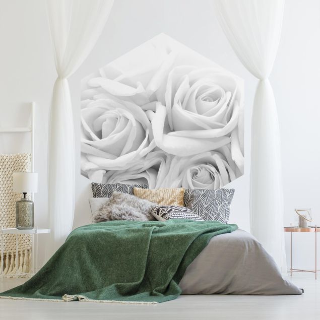 Wallpapers modern White Roses Black And White