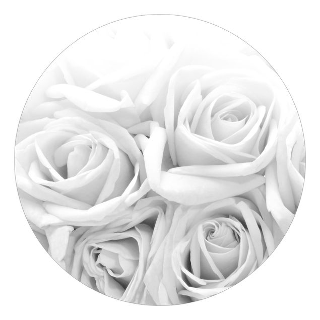 Floral wallpaper White Roses Black And White