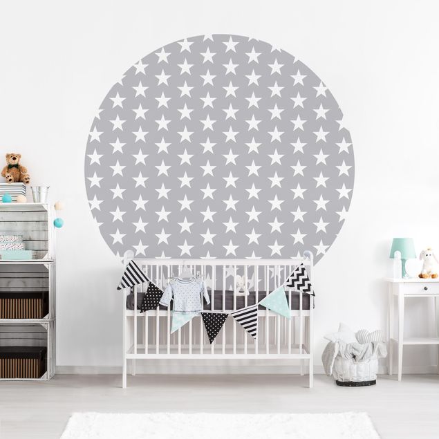 Nursery decoration White Stars On Grey Background