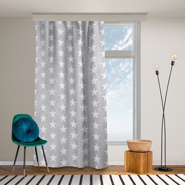 bespoke curtains White Stars On Gray Background