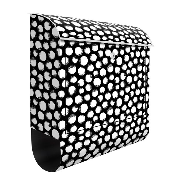 Letterboxes black and white White Ink Polka Dots On Black