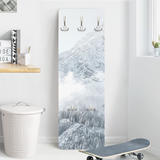 Wall mounted coat rack landscape White Fog In The Mountains