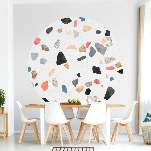 Modern wallpaper designs White Terrazzo With Gold Stones