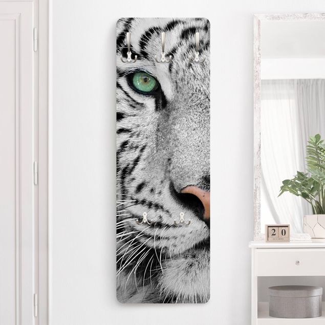 Wall mounted coat rack black and white White Tiger