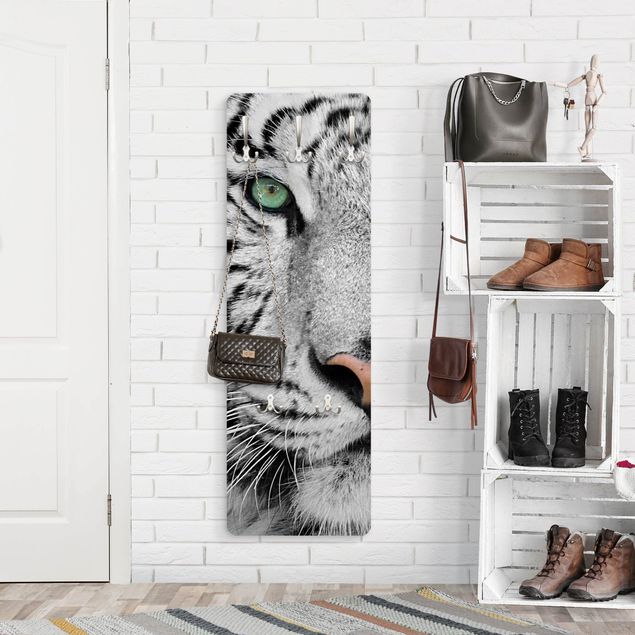 Wall mounted coat rack animals White Tiger