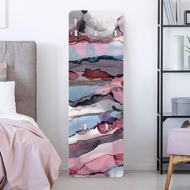 Coat rack patterns Surfing Waves In Purple With Pink Gold