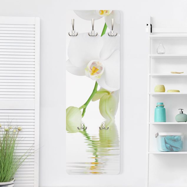 Wall mounted coat rack flower Spa Orchid - White Orchid