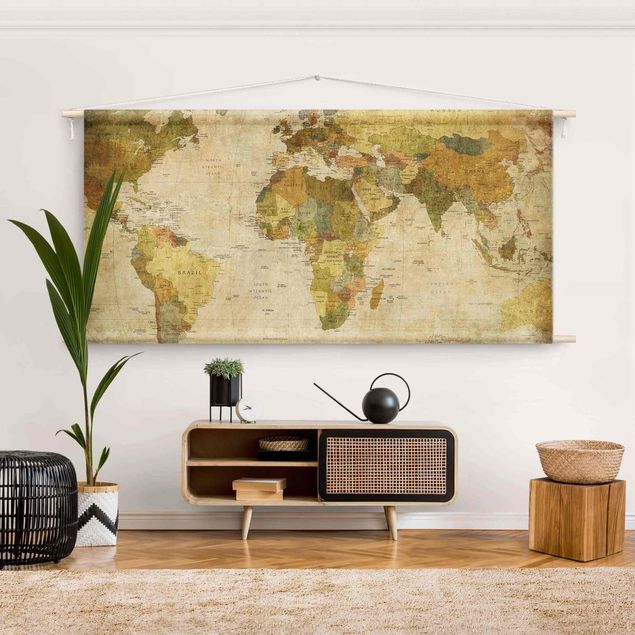 modern wall tapestry World Map